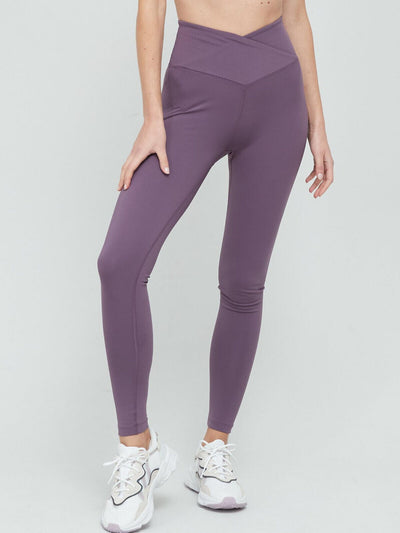 Womens Athleisure Wrap Waist Leggings. Purple. UK L. V73