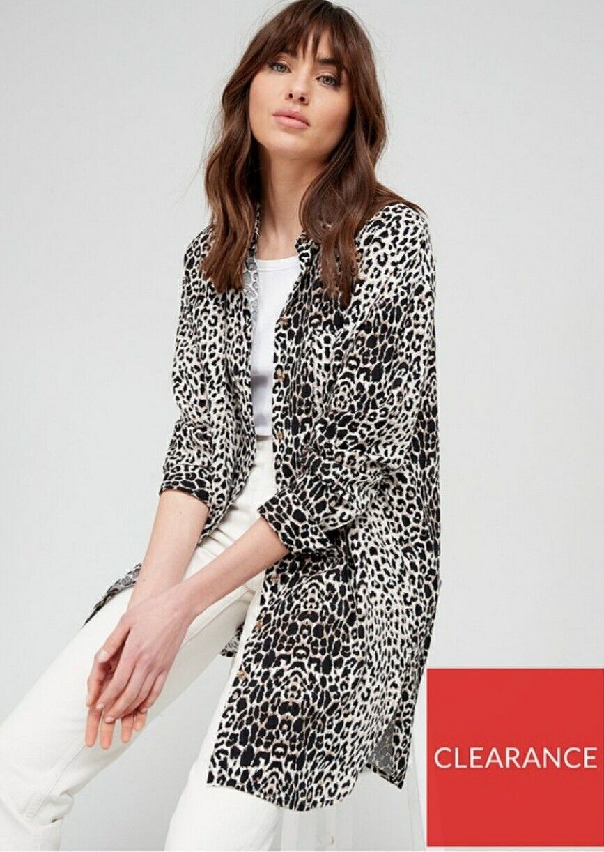 longline Shirt Leopard Print Uk14****Ref V413