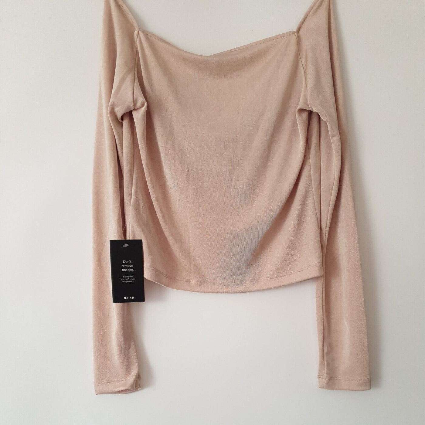 NA-KD Waterfall Neckline Top Beige Size L ****Ref V188