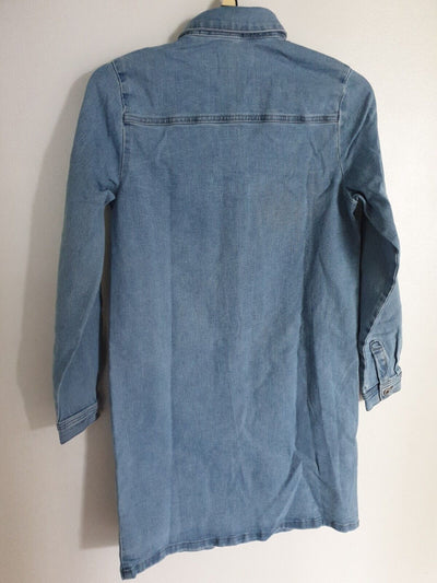 Pieces Button Front Mini Shirt Dress Blue Size S****Ref V535
