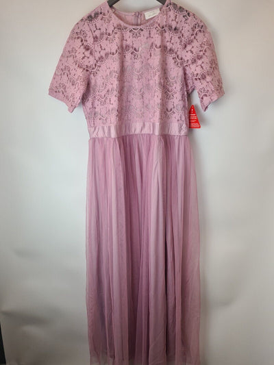 Yours London Lace Sweetheart Purple Bridesmaid Maxi Dress Size 16 **** V36