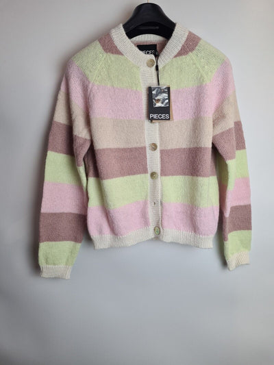 Pieces Pastel Strip Knitted Cardigan Size XSmall **** V9