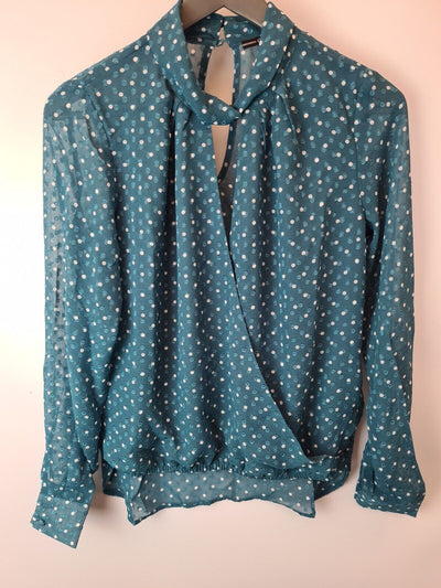 Guess Blouse LS Leila Top Women Blue Size XS **** V29