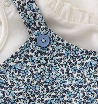 Newborn Baby Blue Floral Pinny And Bodysuit Set **** V305