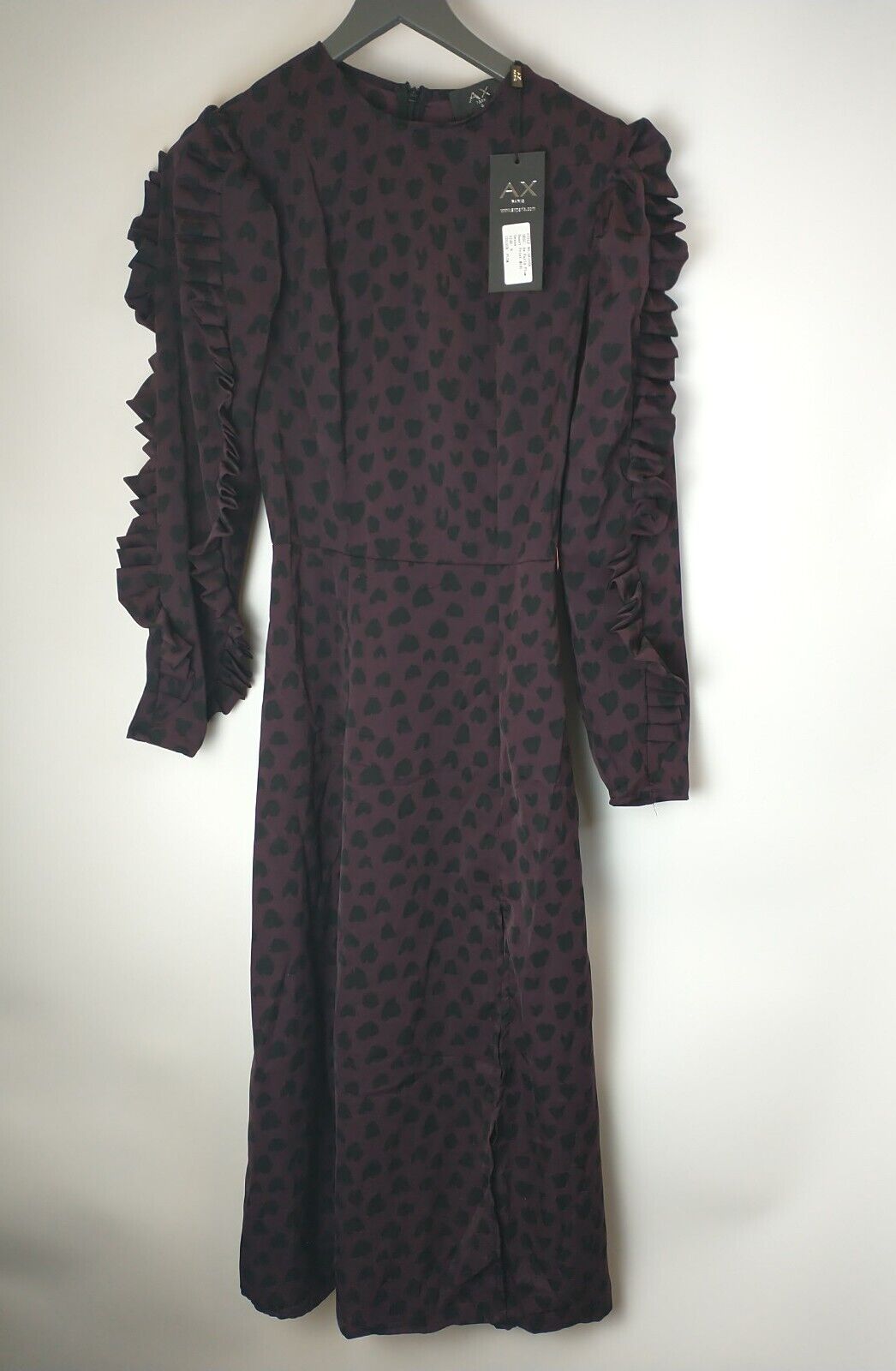 Ax Paris Heart Print Midi Dress - Plum. UK Size 8 **** Ref V341