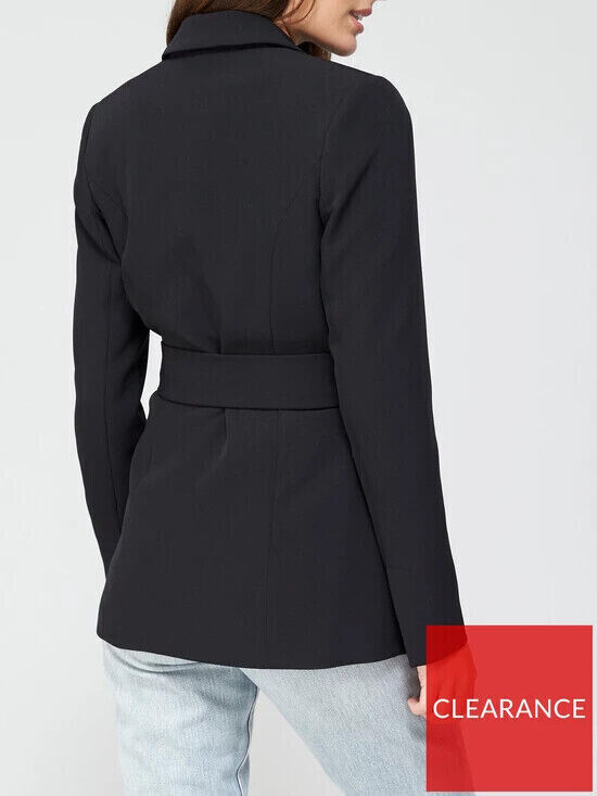 Womens Belted Tailored Jacket Black. UK Size 16.
