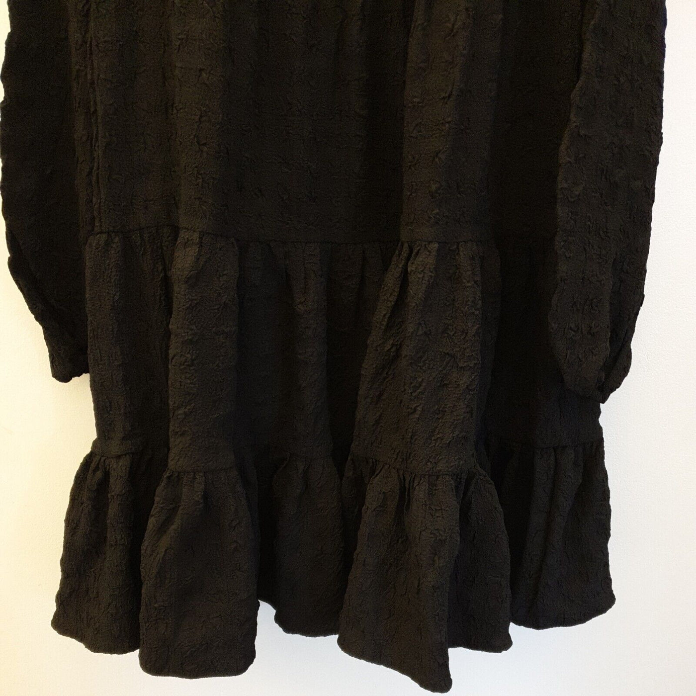 Womens Black Textured Long Sleeve Dress Uk8****Ref V276
