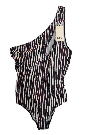 LTS Tall Black Stripe Print. Asymmetric. Cut Out Swimsuit. Size UK 26-28**** V94