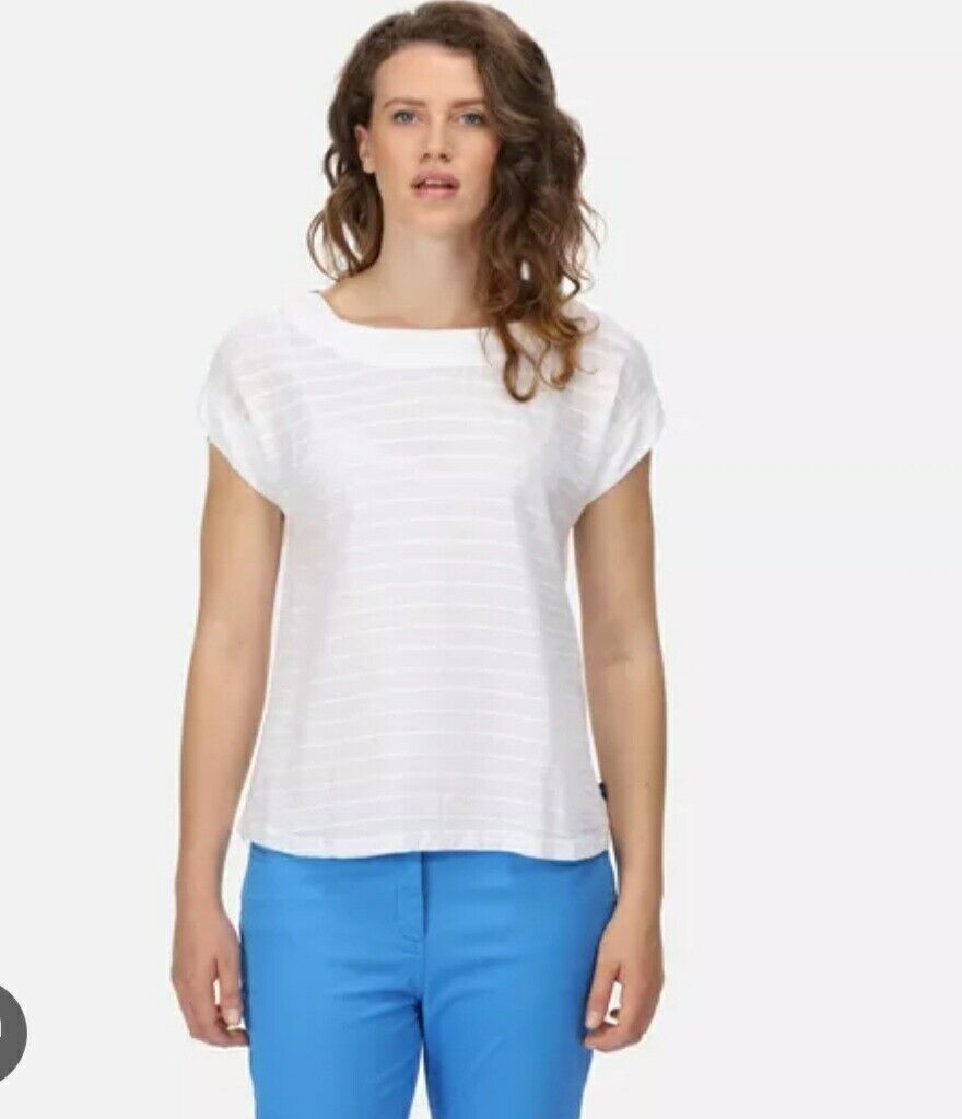 Regatta Women's Adine Stripe T-Shirt White Uk20****Ref V489