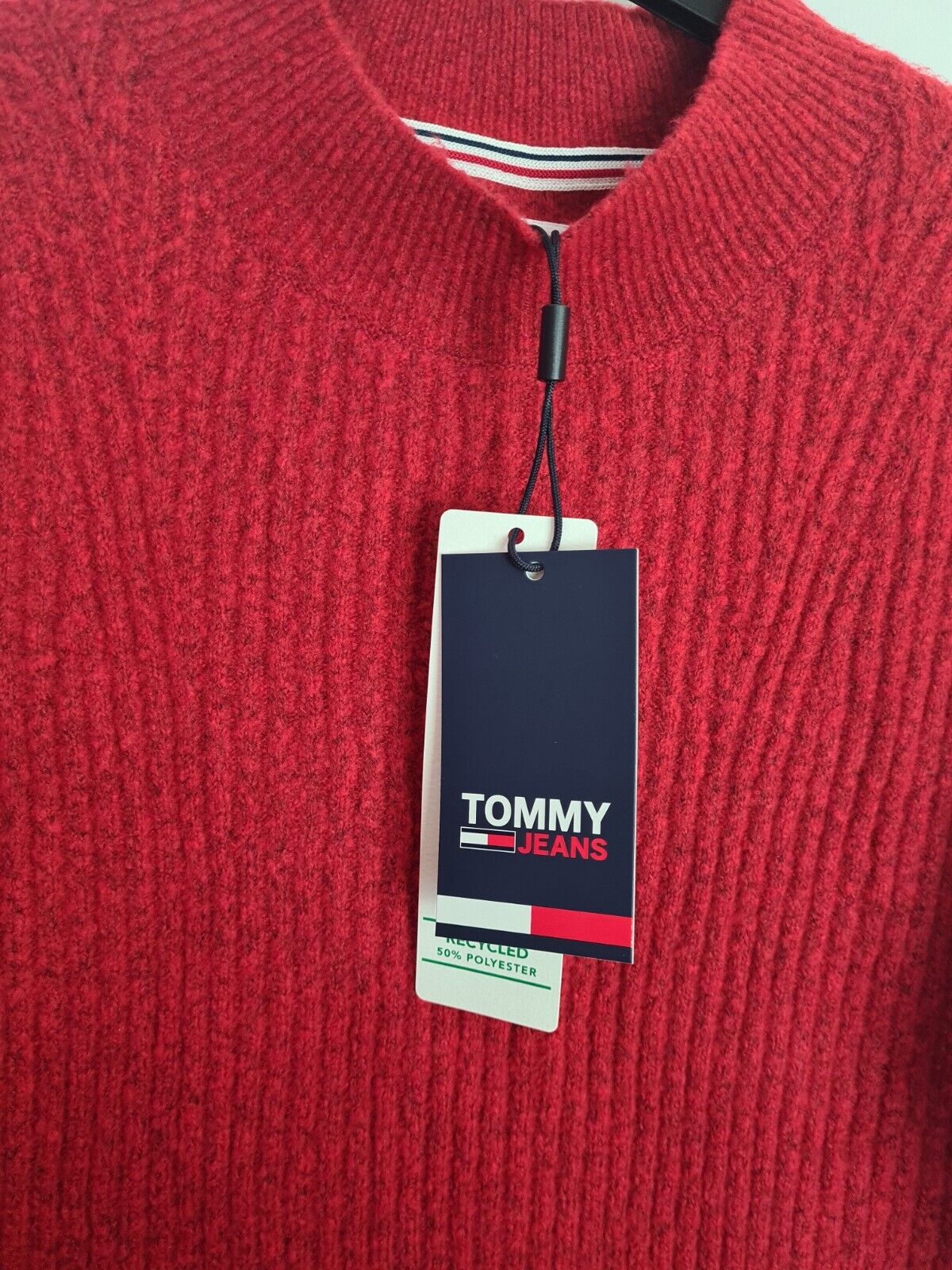 Tommy Hilfiger Lofty Red Turtleneck Logo Side Sweater Size XS **** V294