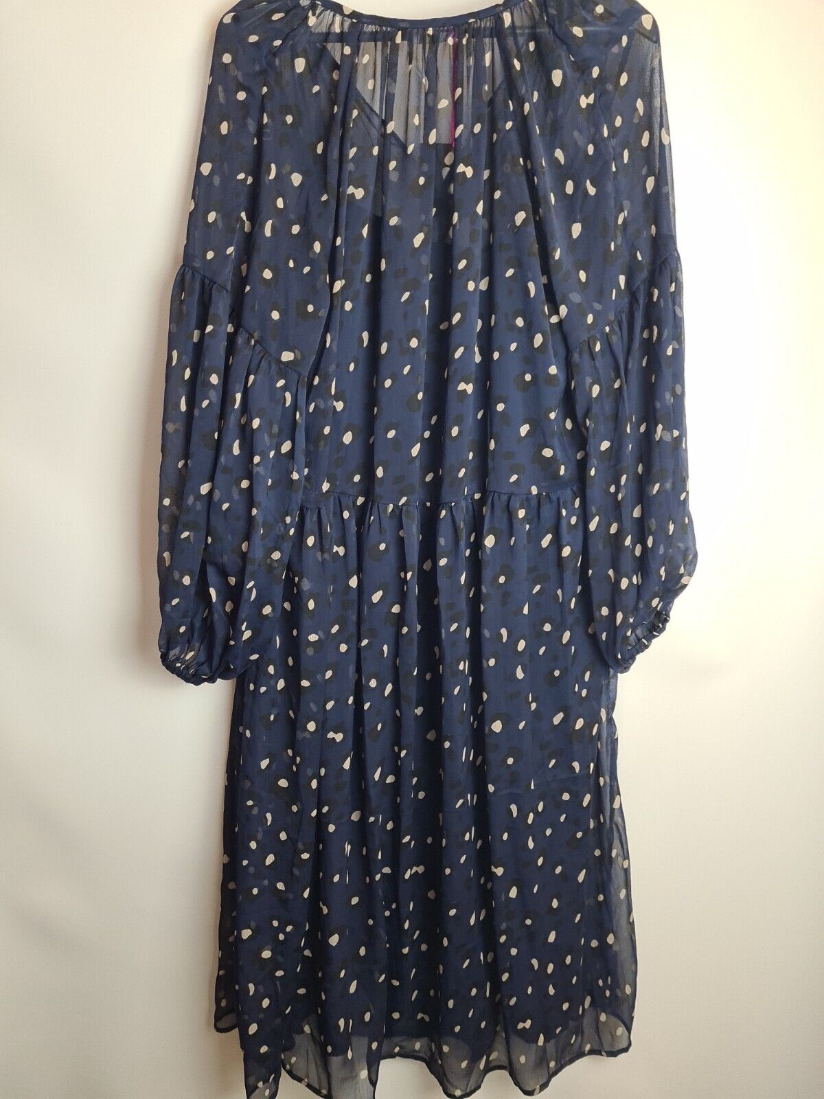 Womens Navy Blue Animal Spot Skater Mesh Dress Size 12 **** V356