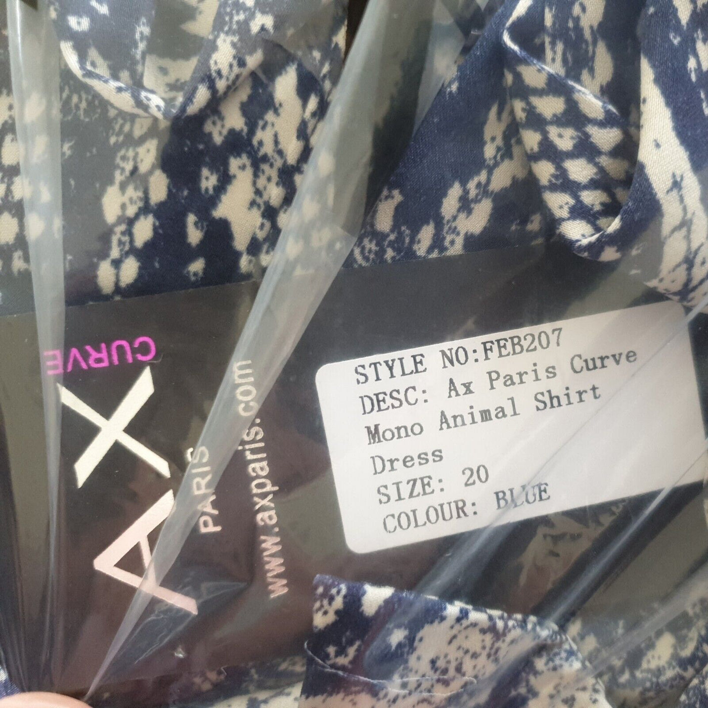 AX Paris Curve Mono Animal Shirt Dress Size 20.