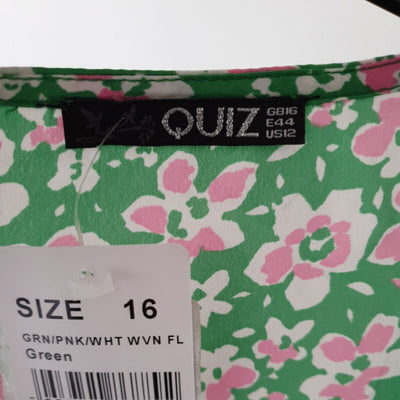 Quiz Green/pink Floral Dress Size 16****Ref V9