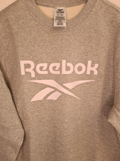 Reebok Womens Grey Identity Logo Fleece Crew Sweatshirt Size 1X/20-22 **** V32