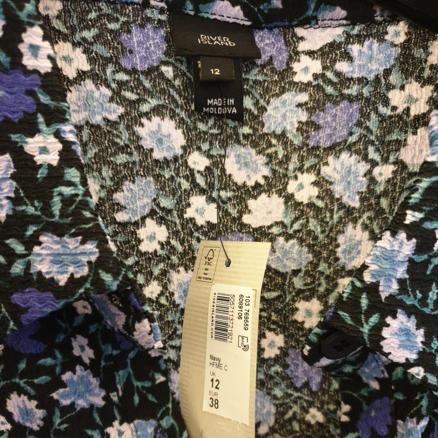 River Island Floral Dress Size 12 long-sleeve