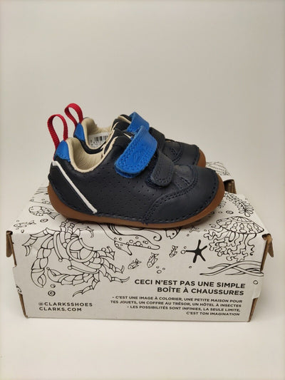 Clarks Tiny Sky Toddler Leather Shoes. Navy. UK 2.5. ****RefVS1