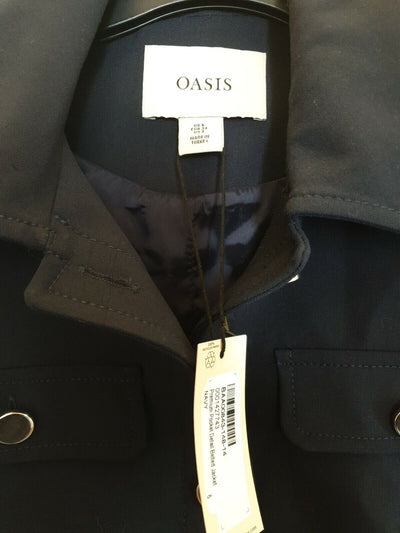 Oasis Premium Pocket Detail Belted Jacket Navy 6 Ref HU6