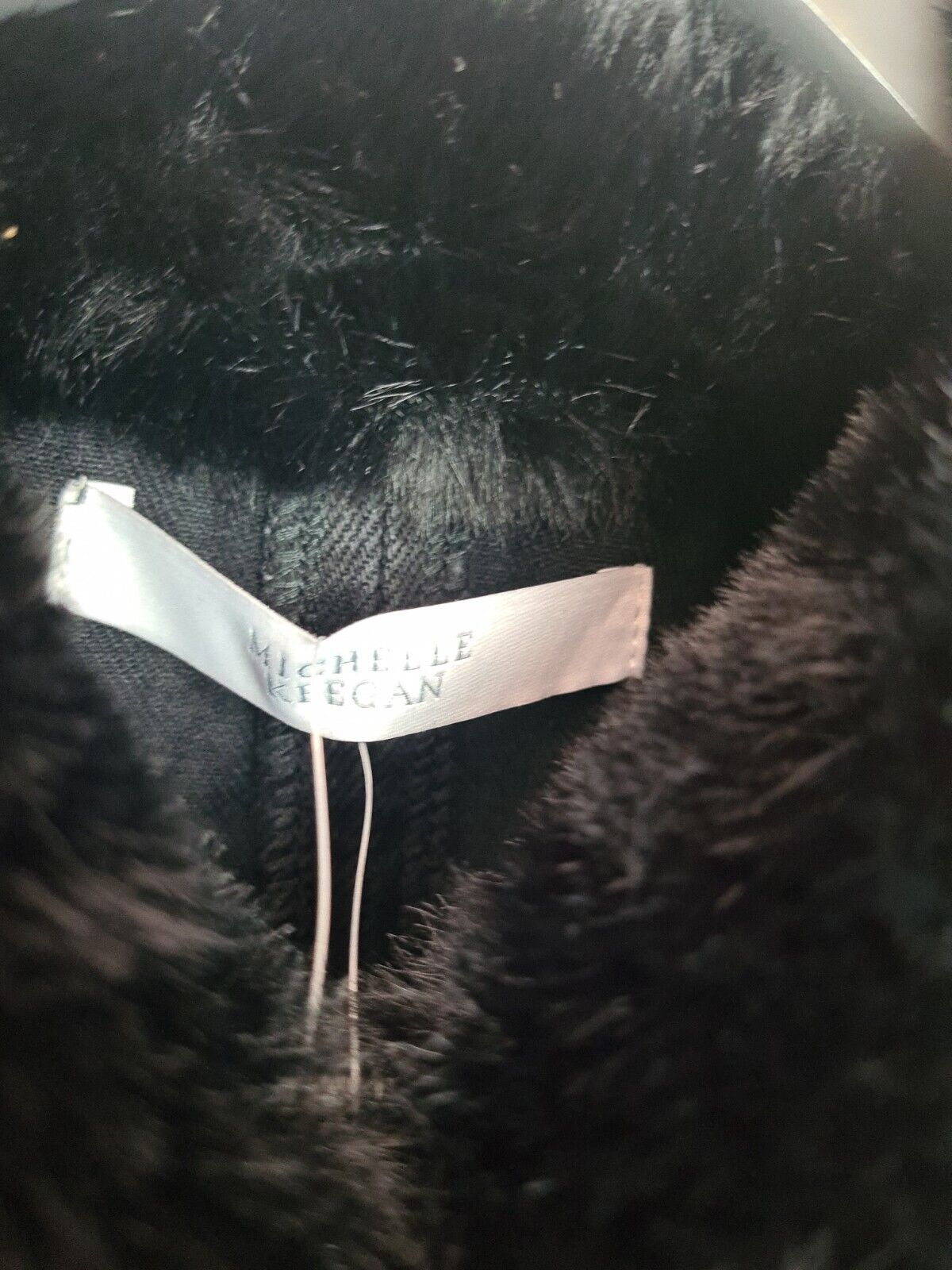 Michelle Keegan Black Faux Fur Trim Denim Jacket Size 14 **** V297