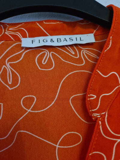 Fig And Basil Blouson Sleeve Button Front Blouse Orange Size 18 Ref****V509
