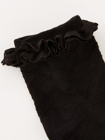 Girls 5 Pack Black Frill Socks Size 12.5/3.5 *** V225