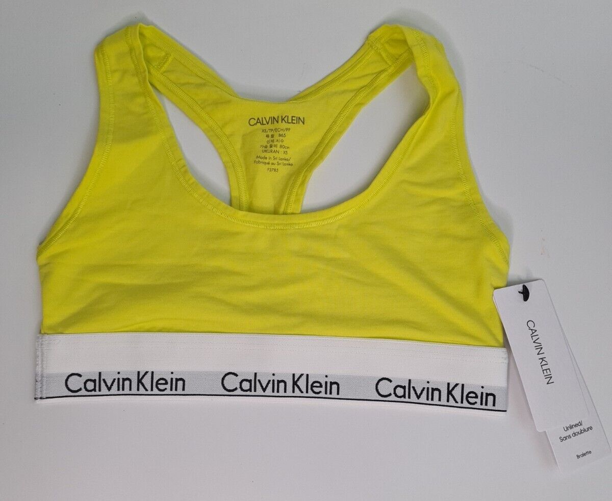 Calvin Klein Yellow Modern Cotton Unlined Bralette Size XSmall **** VA1