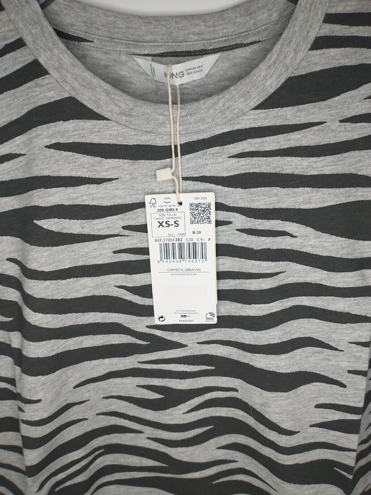 Mango Girls Zebra T-Shirt Size XS-S **** VA2