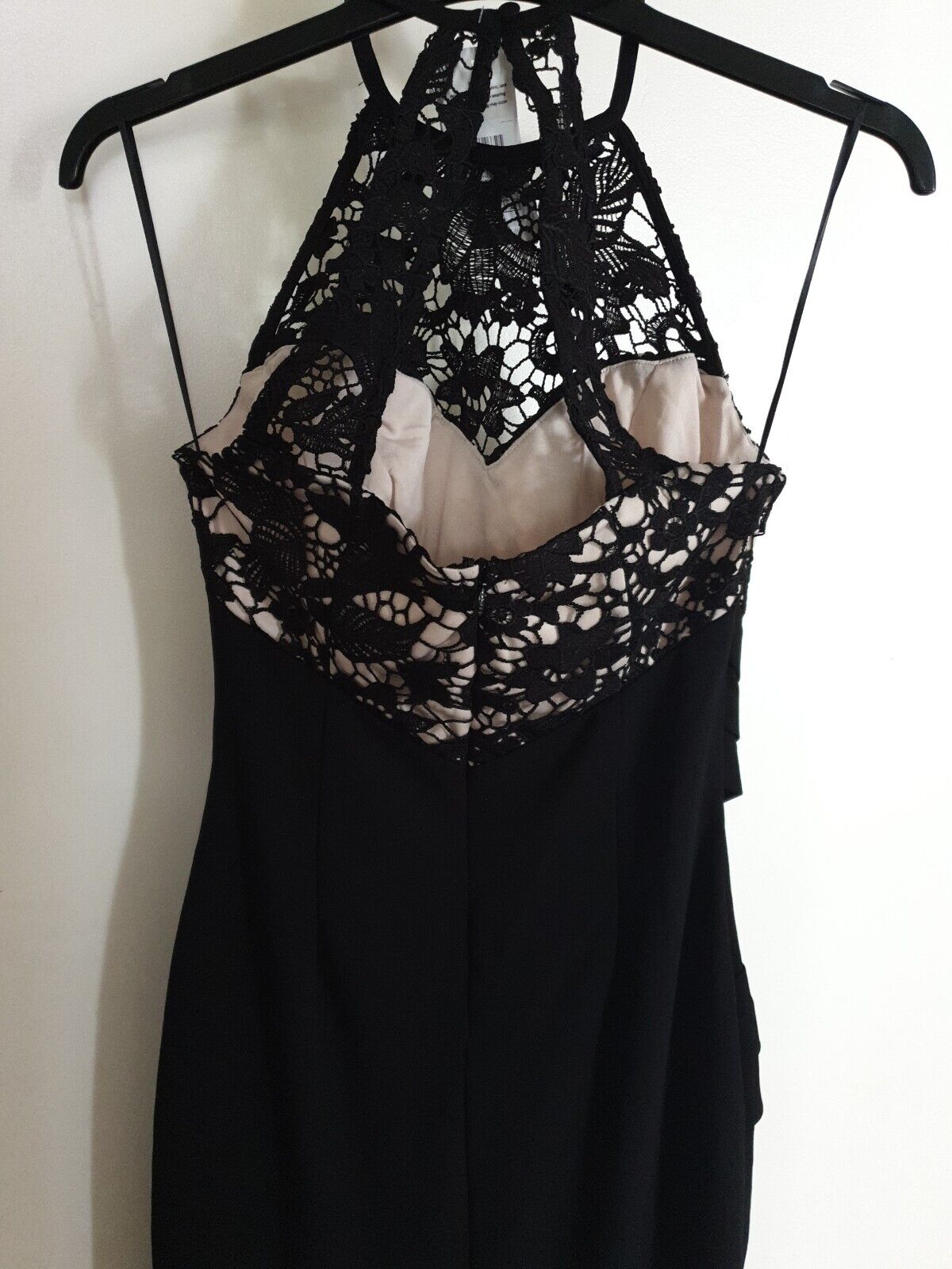 Lipsy London Black Halter Lace Maxi Uk8 Ref Mw8