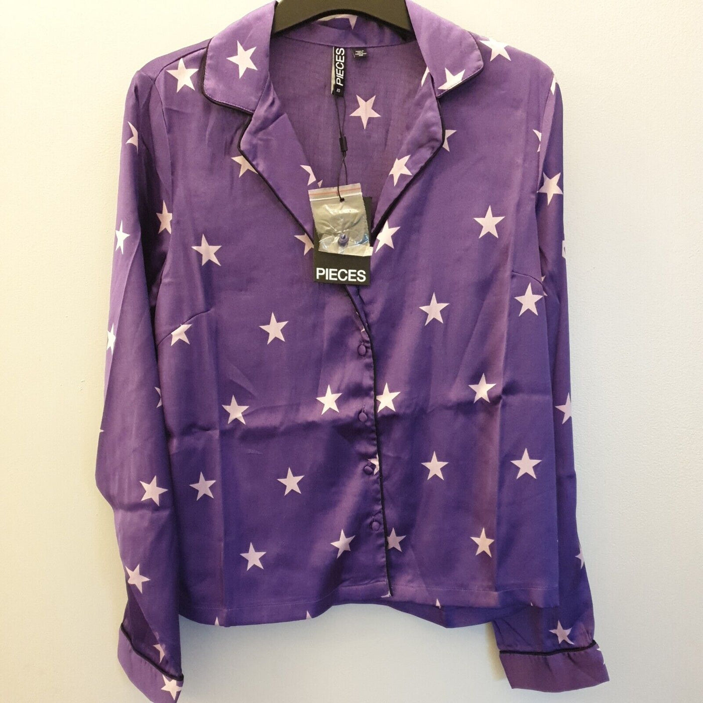 Pieces Satin Star Print Pajama Set Violet Star UK XS ****Ref V387