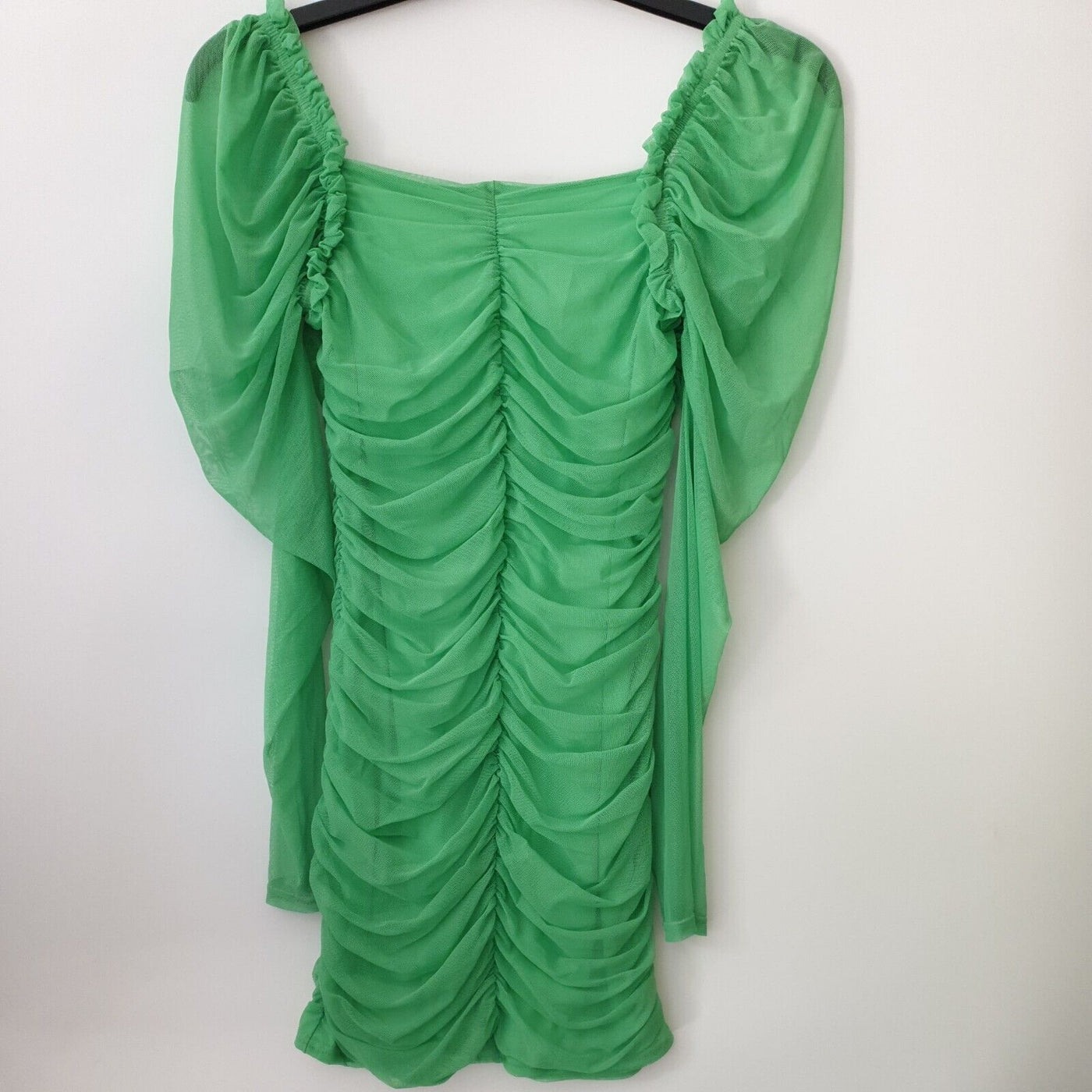 missguided Dress mesh ruched Green Uk12****Ref V26