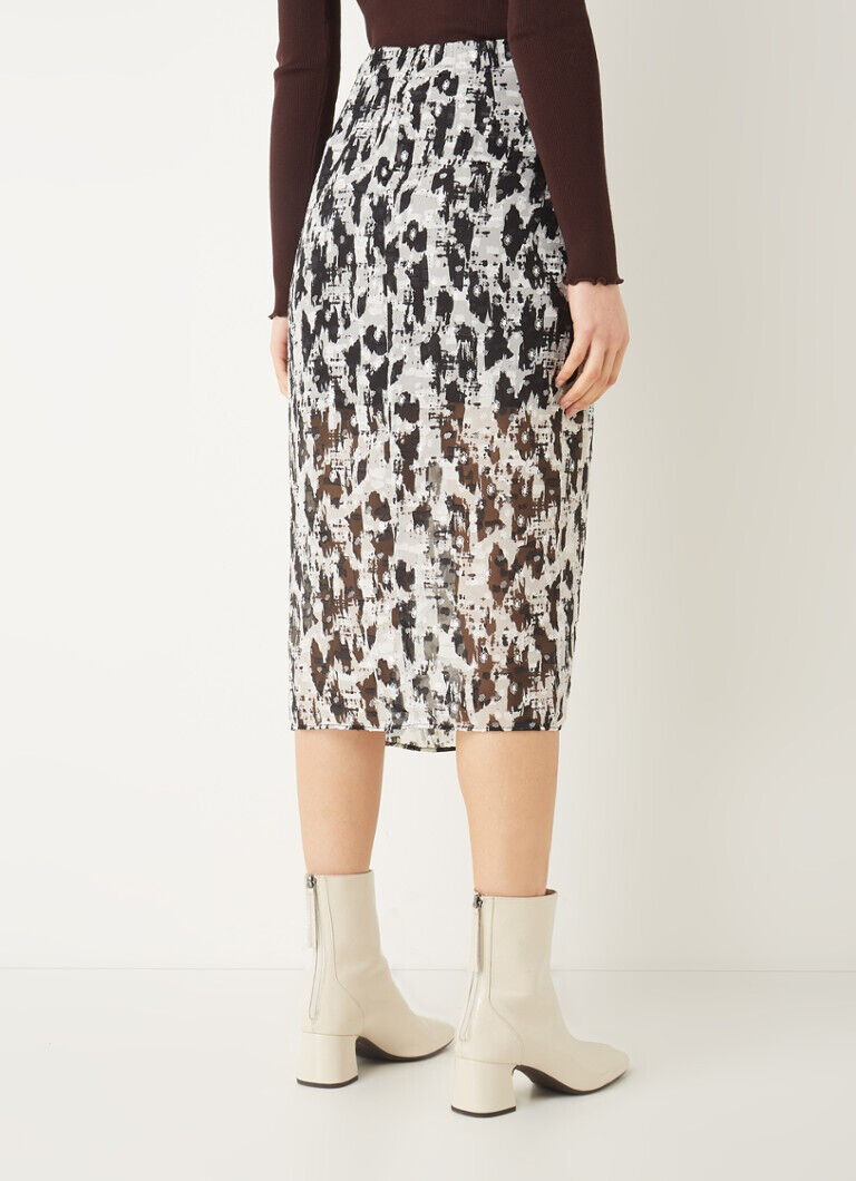 Mango Floc Black and White Printed Skirt Size Small ** V348