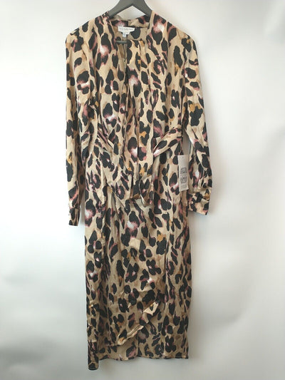 Never Fully Dressed Brown Leopard Wrap Dress. UK 10 **** Ref V30