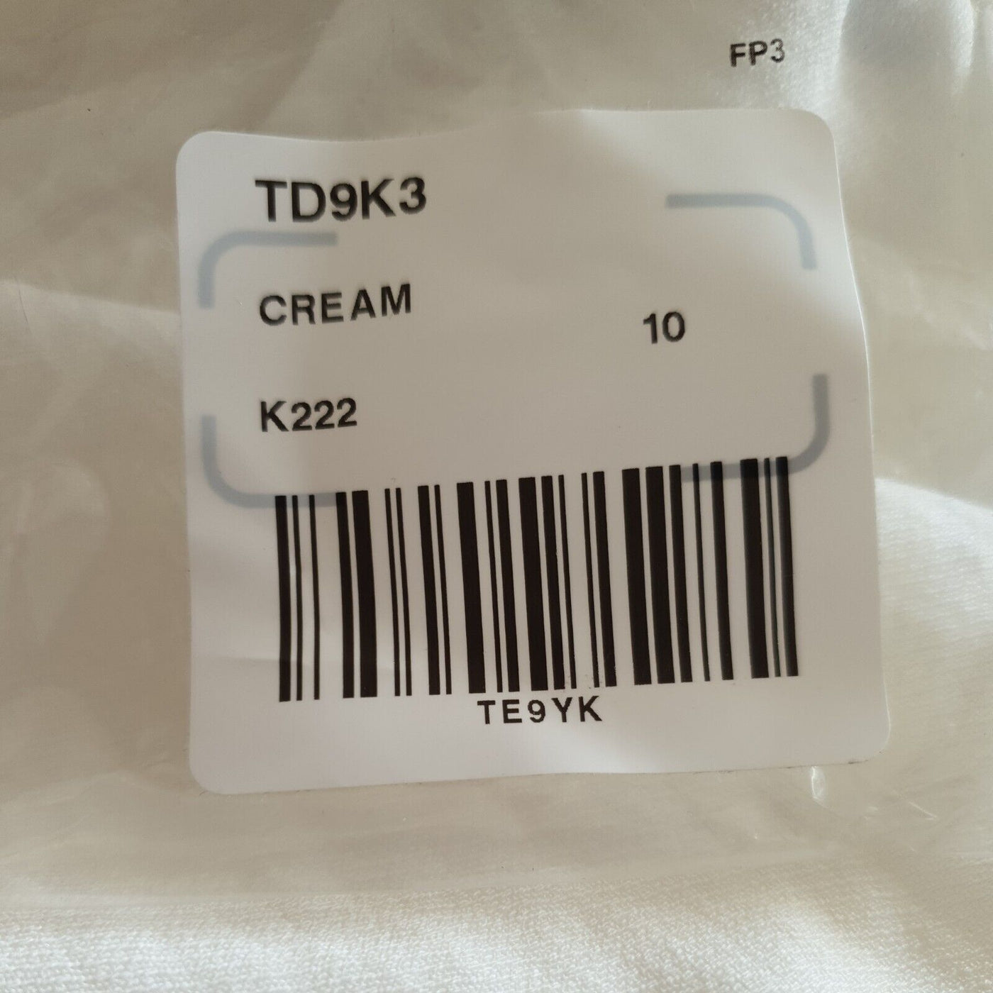 Cream Long Sleeve Top Uk10****Ref V279