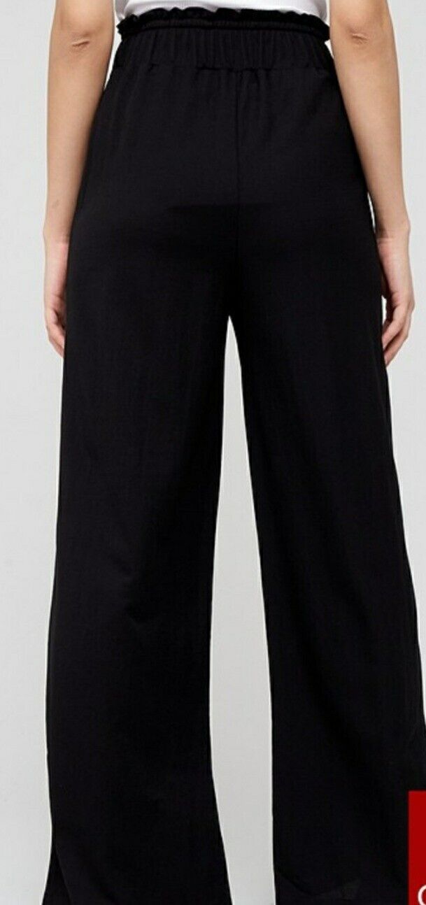 Black Elasticated Waist textured Trousers Wide Leg Uk16****Ref V412