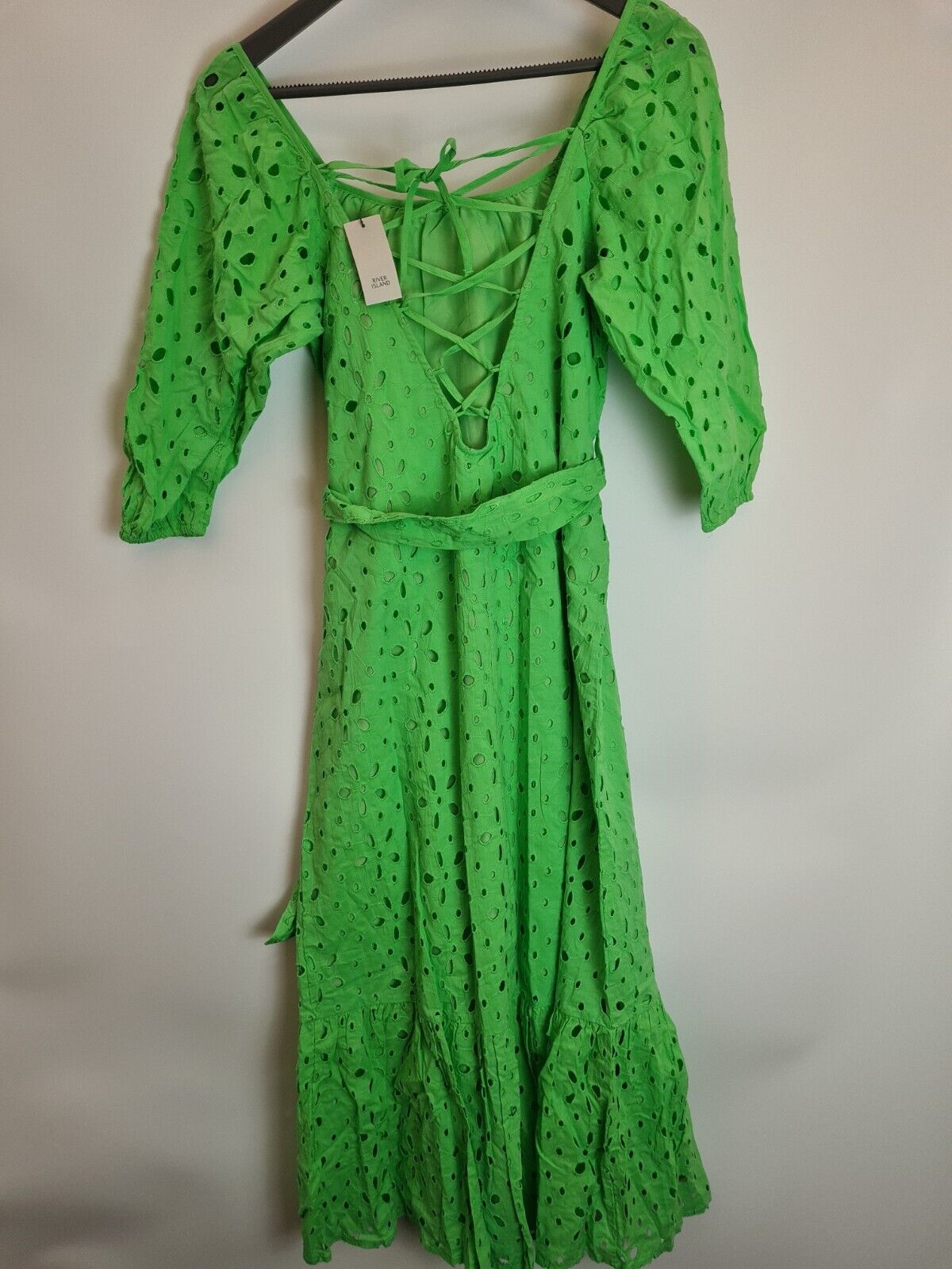 River Island Green Broderie Smock Dress Size 12