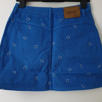 Kenzo Printed Denim Mini Skirt Blue Size UK 8 ****Ref V141
