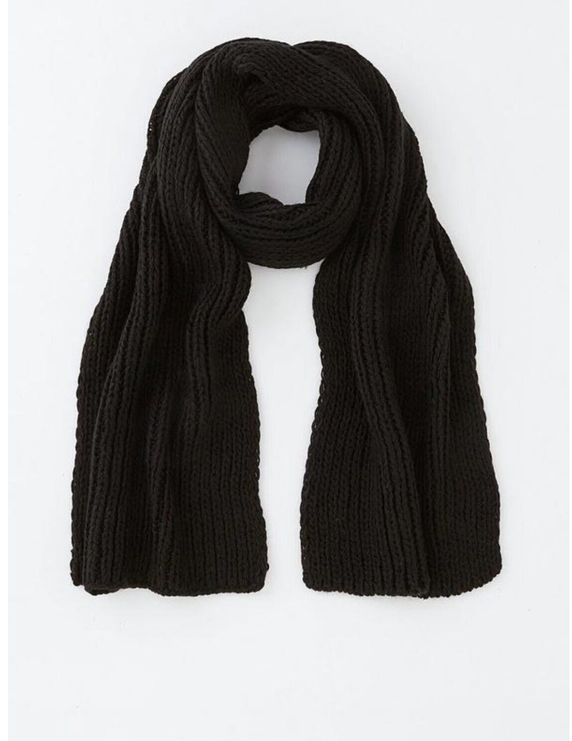 Rib Knit Scarf - Black. UK One Size **** Ref V28