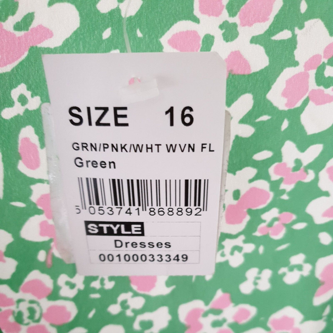 Quiz Green/pink Floral Dress Size 16****Ref 343