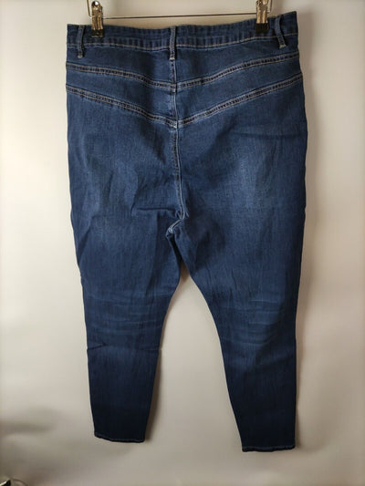 Missguided PlusSinner High Waisted Jeans. Dark Blue. UK 18. ****V29