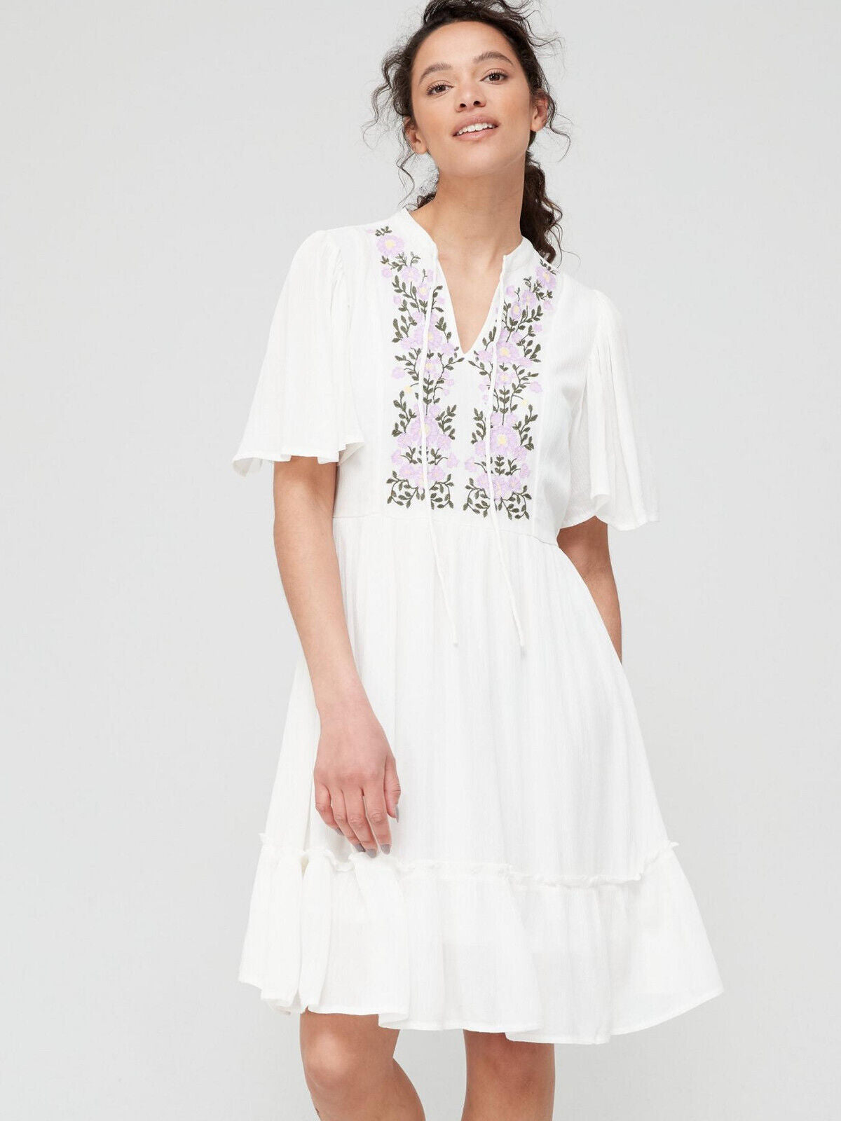 PIECES Smock Dress With Embroidery Detail Size 10 *marked* ** V525