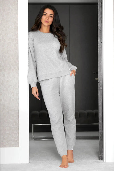 Pour Moi Quilted Lounge Sweatshirt and Jogger Grey Co-Ord Set Size 12 ** V237
