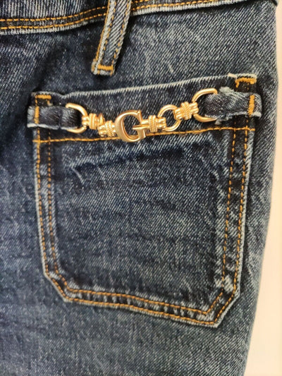 Guess 1981 Straight Leg Jean With Buckle Detail. Navy. Size W31. **** RefV261