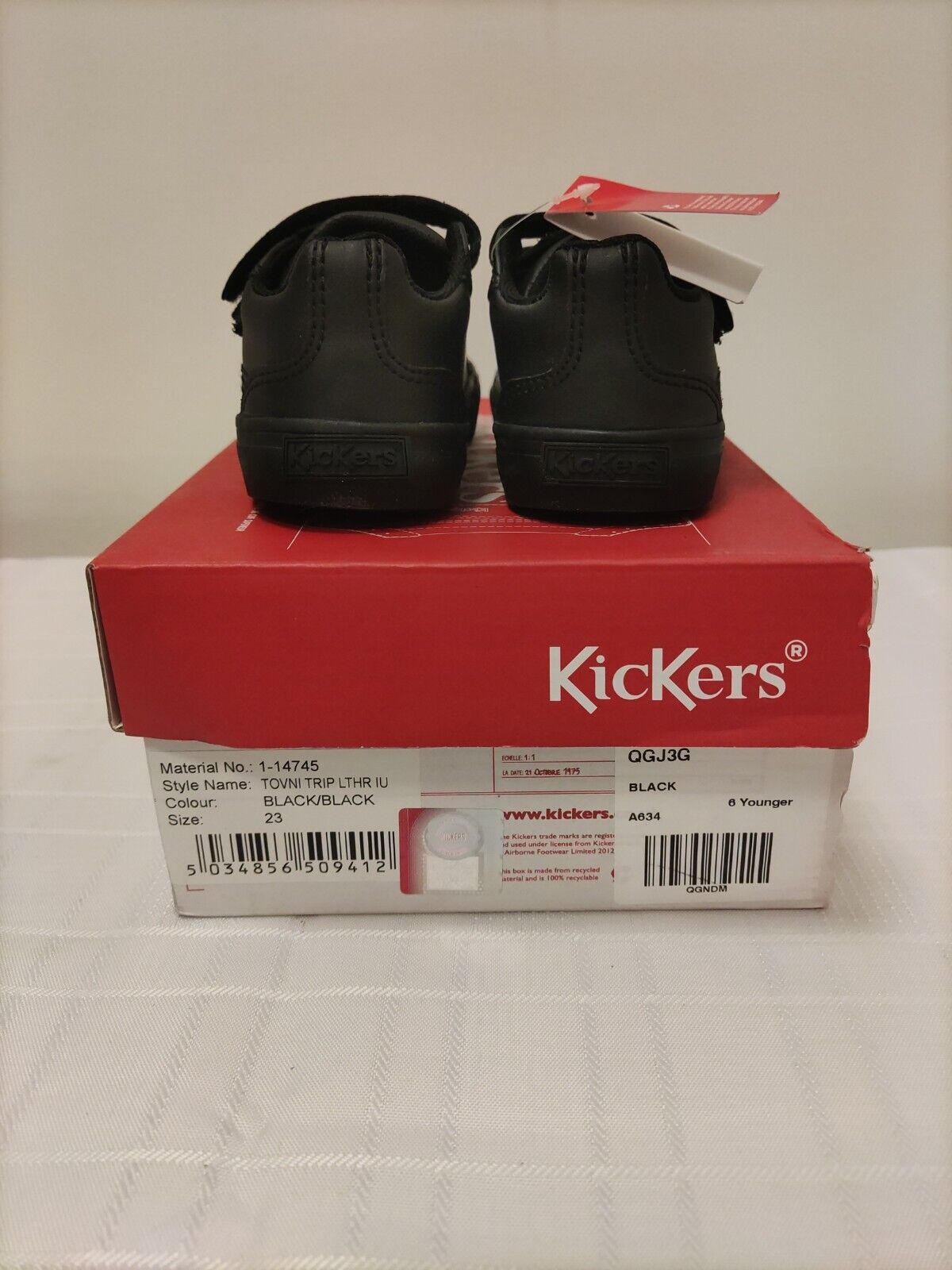 Kickers Baby's Tovni Trip Leather Unisex School Shoes Black Size UK 6 **** VS1