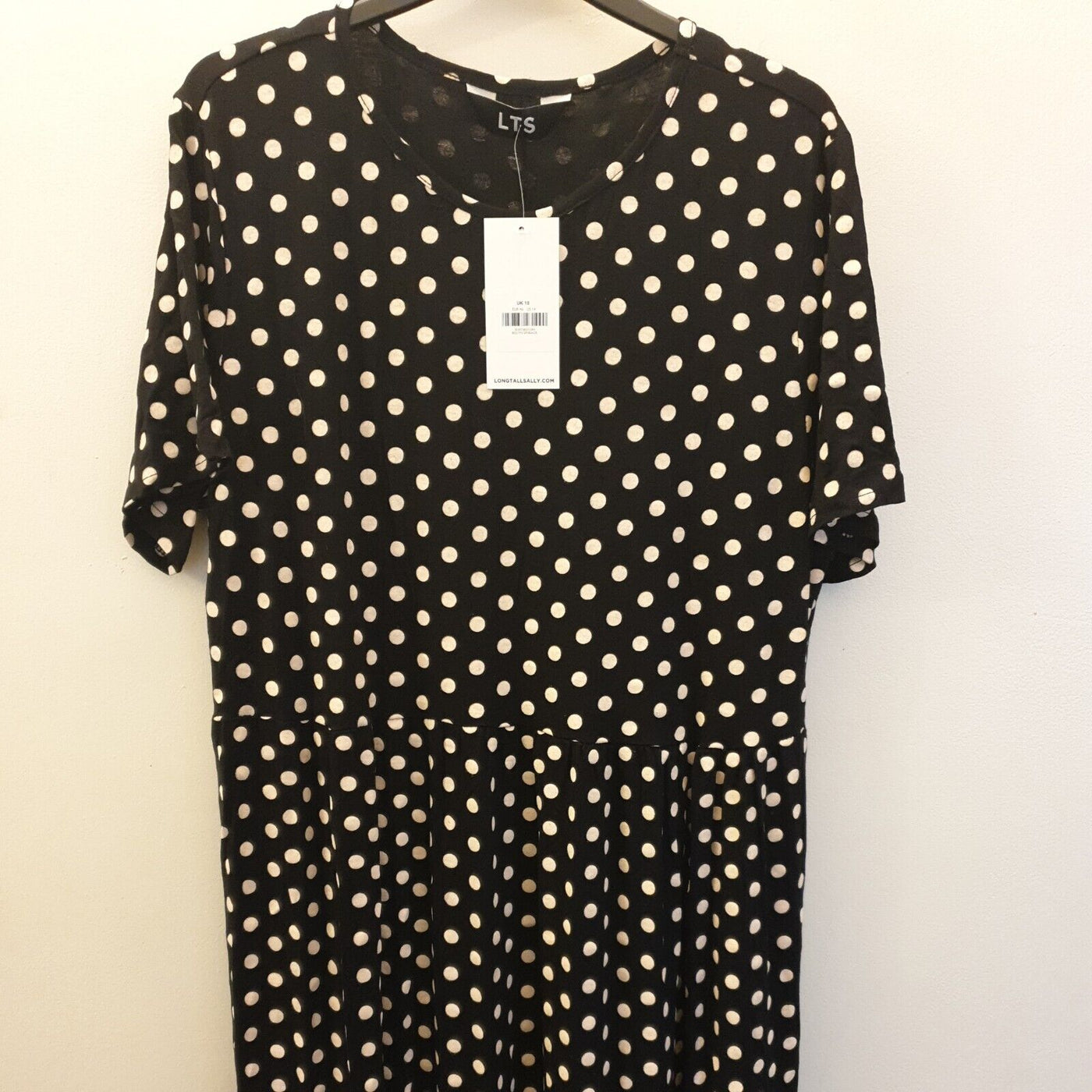 LTS Black Polka-dot Dress Maxi Uk18****Ref V28