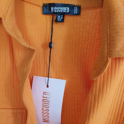 Missguided oversized rib Orange Jumper midi Dress Uk12****Ref V147