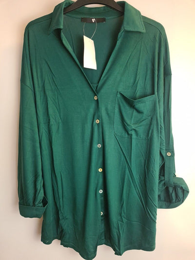 Womens Green Button Up Shirt Size 10 **** V316