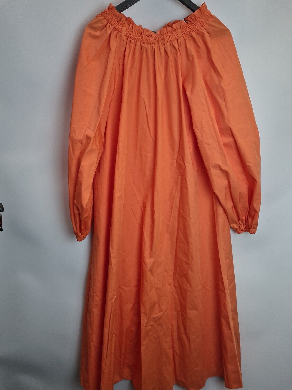 River Island Orange Gathered Neckline Midi Dress Size 10 **** V170