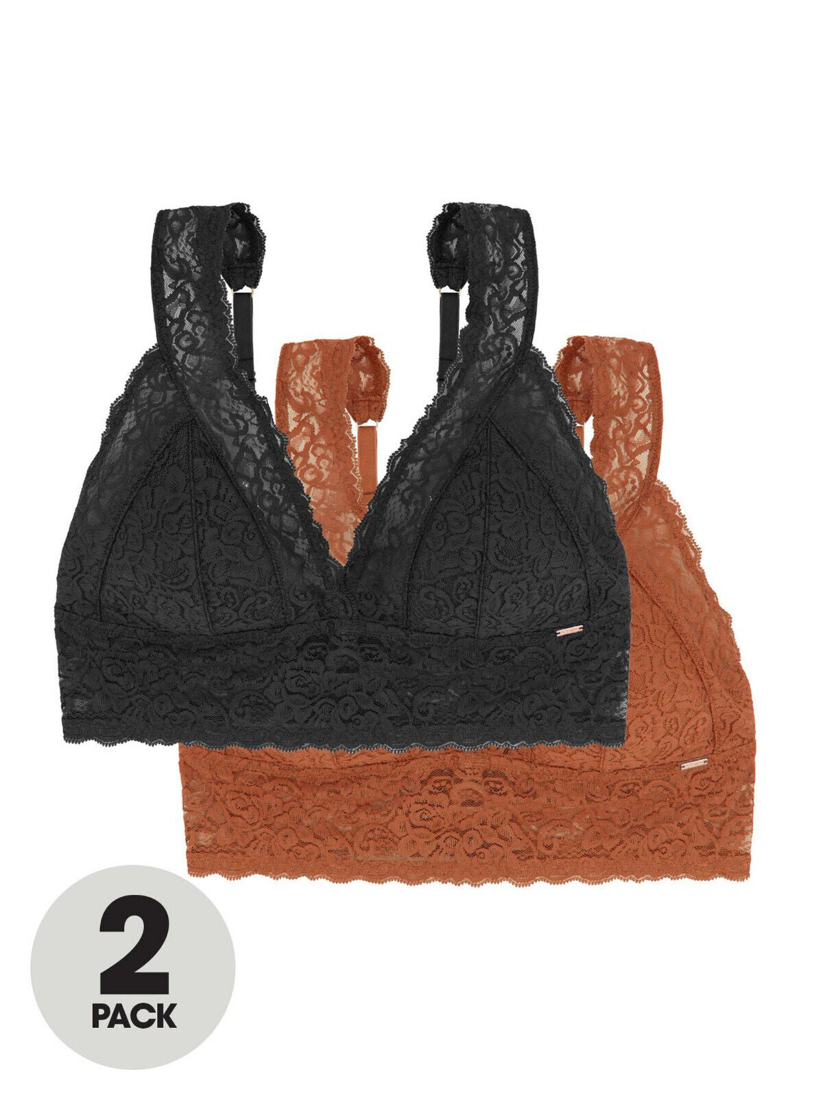 DORINA Black/Mocha 2 Pack Lana Bralette Size UK 14 **** V455