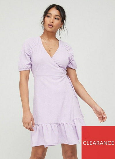 Pieces Petite Recycled Blend Jersey Wrap Dress Lilac UkS****Ref V541