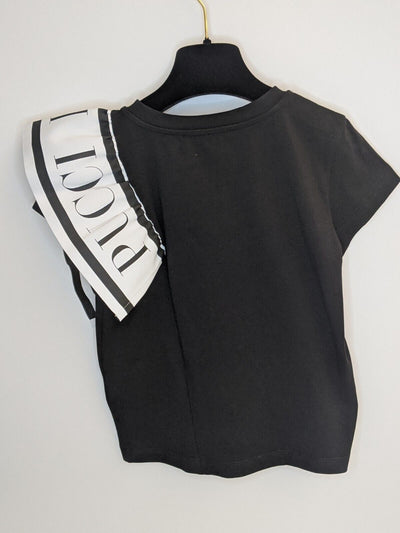 Emilio Pucci Kids Frill Logo Black T-Shirt Size 2 Years **** VH5