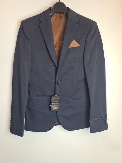 River Island Textured Slim Fit Navy Suit Jacket Size 36 Short **** VH7